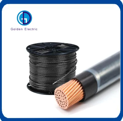 Veste en nylon noire d'isolation de PVC noyau unique 5.5mm 1/0 2/0 3/0 4/0 fil de cuivre standard d'AWG Thhn